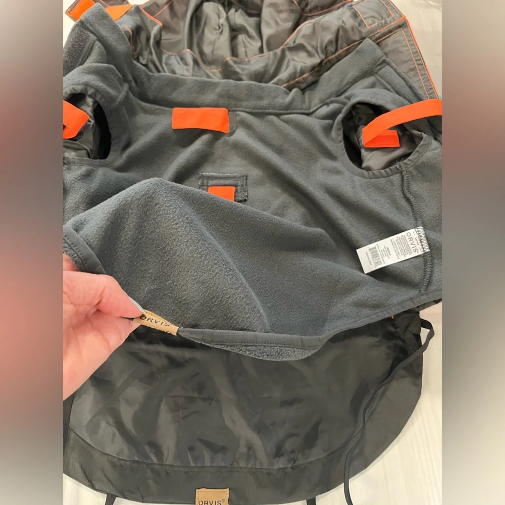 ORVIS dog rain coat/ jacket. All-Season waterproof 3-in-1. Orange, black. M. NWT
